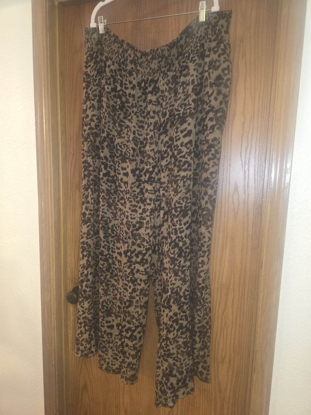 Leopard Print Wide-Leg Pants - Brown/Black